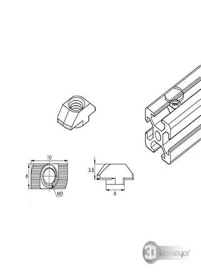 3DINNOVATIONS T Nut M3 Threaded Post Assembeled T-Nut for 20x20 Aluminum Extrusions/Aluminum Profile (Qty: 25 pcs) - Image 4
